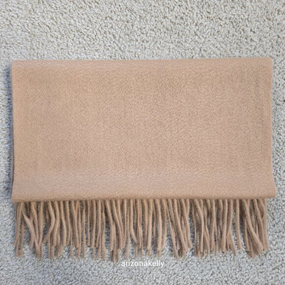 NWOT Tan Cashmere Scarf With Fringe - Picture 16 of 16